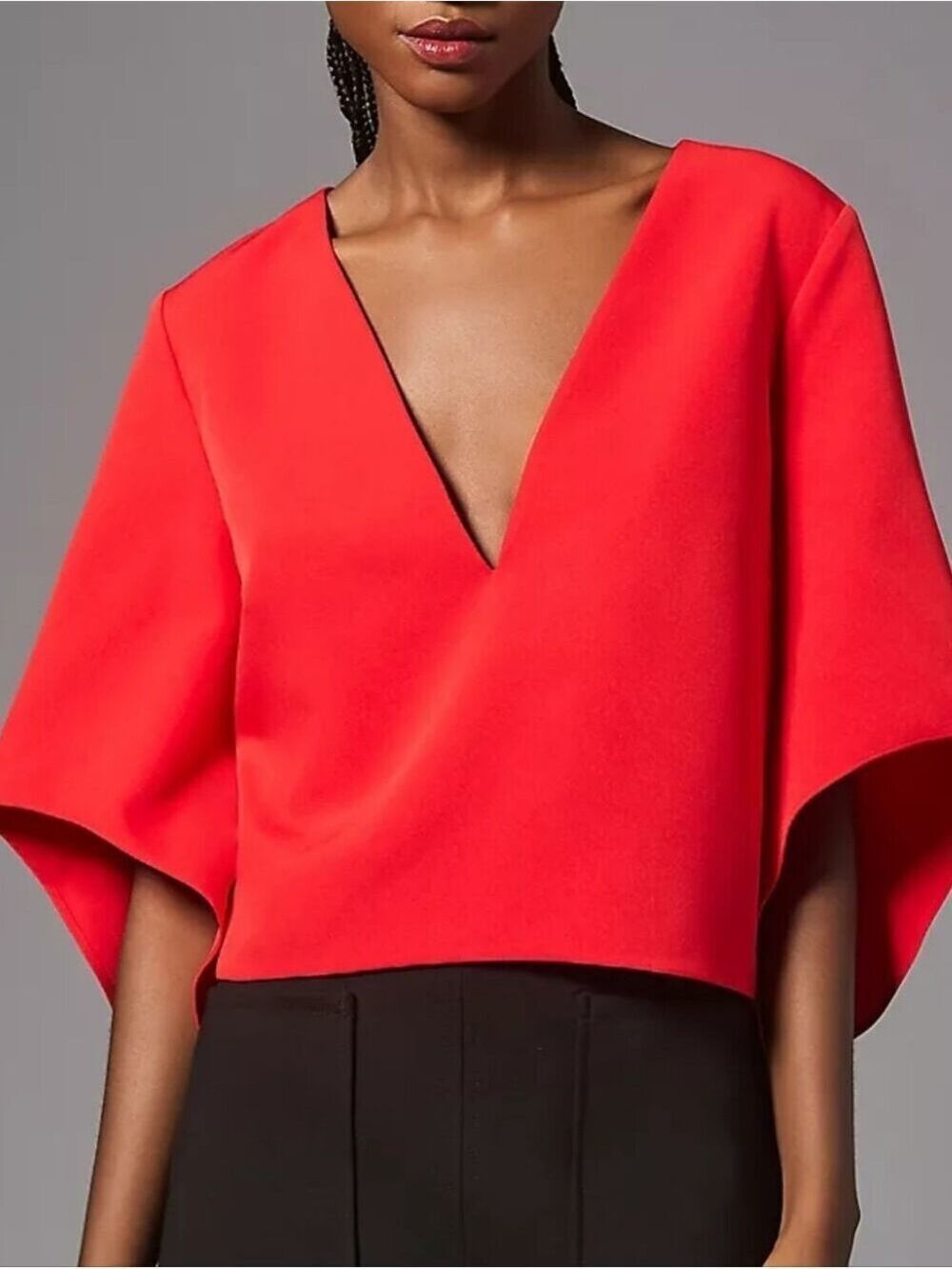 MARE MARE ANTHROPOLOGIE V-NECK RED CAPE BLOUSE NWT SIZE SMALL